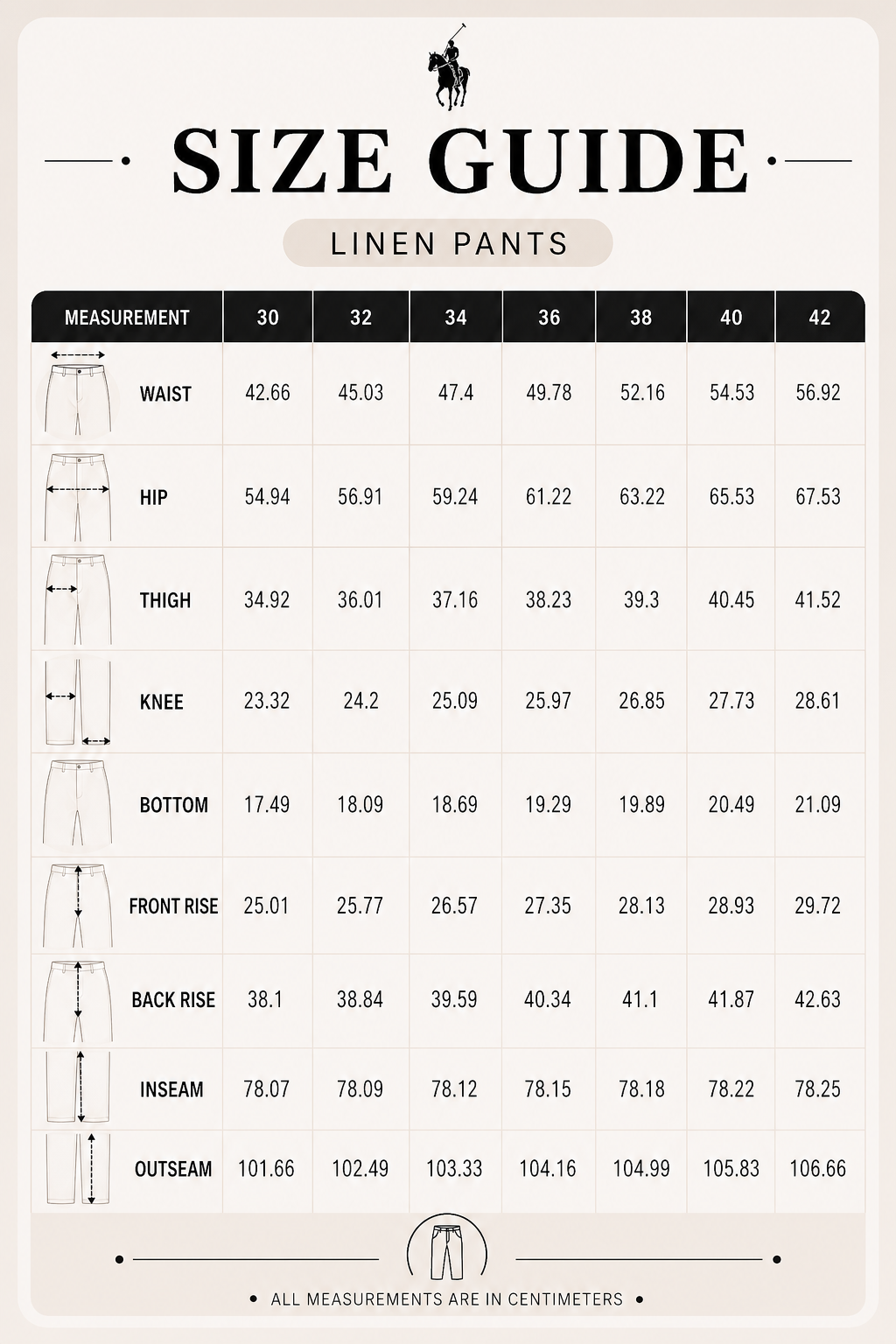 Size Guide - Linen trousers