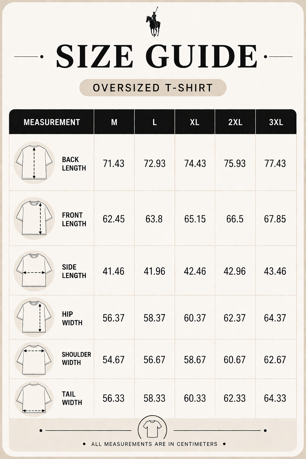 Size Guide - Oversized T-shirt