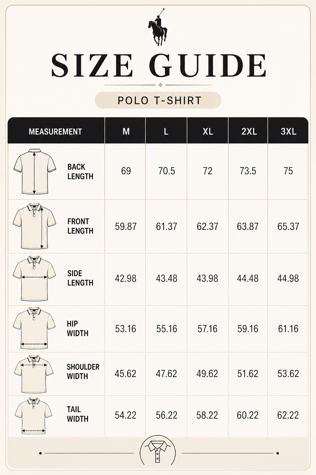 Size Guide - Polo T-shirt
